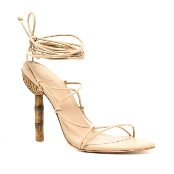 Cult Gaia Soleil Lace Up Leather High Heel Stiletto Sandals Sexy Wedding Guest - Picture 2 of 16